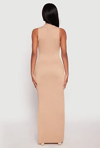Womens Textured Knit Turtleneck Maxi Dress,