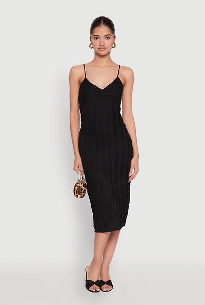 Crochet Detail Slit Back Cami Bodycon Dress