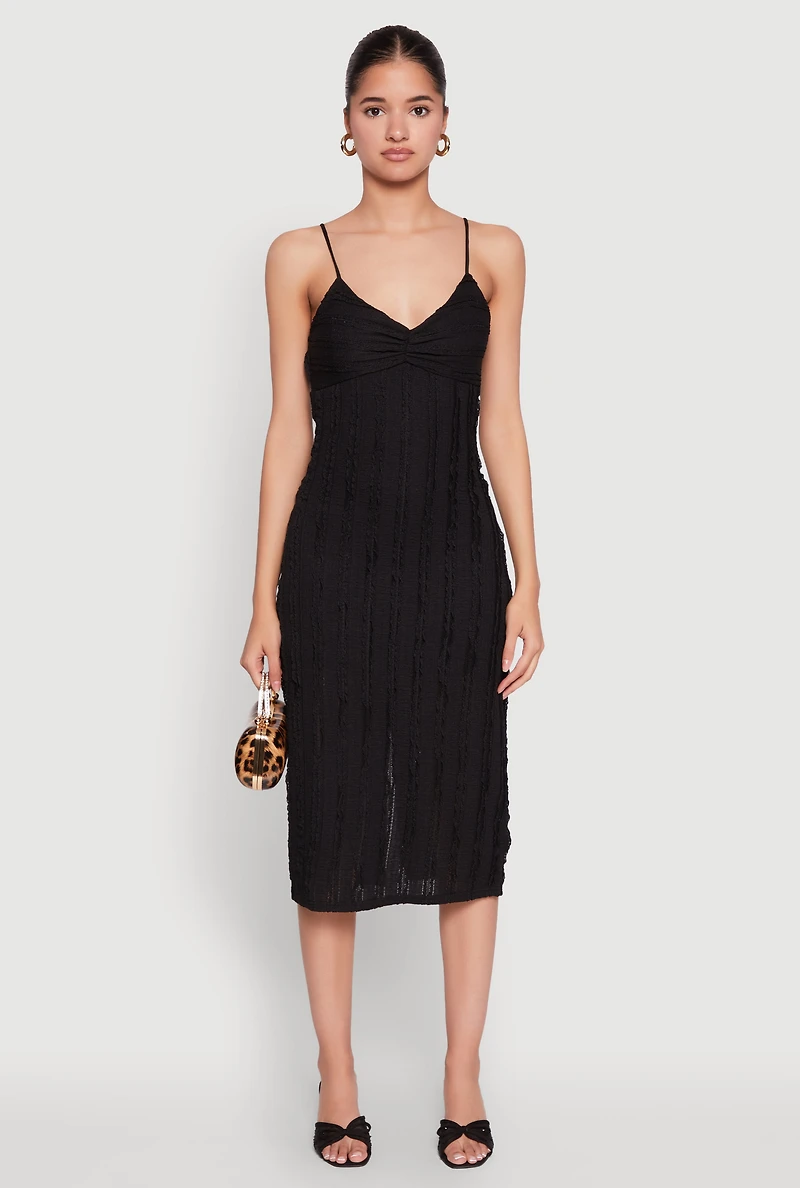 Crochet Detail Slit Back Cami Bodycon Dress