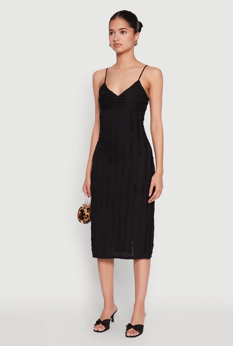 Crochet Detail Slit Back Cami Bodycon Dress