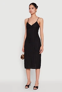 Crochet Detail Slit Back Cami Bodycon Dress