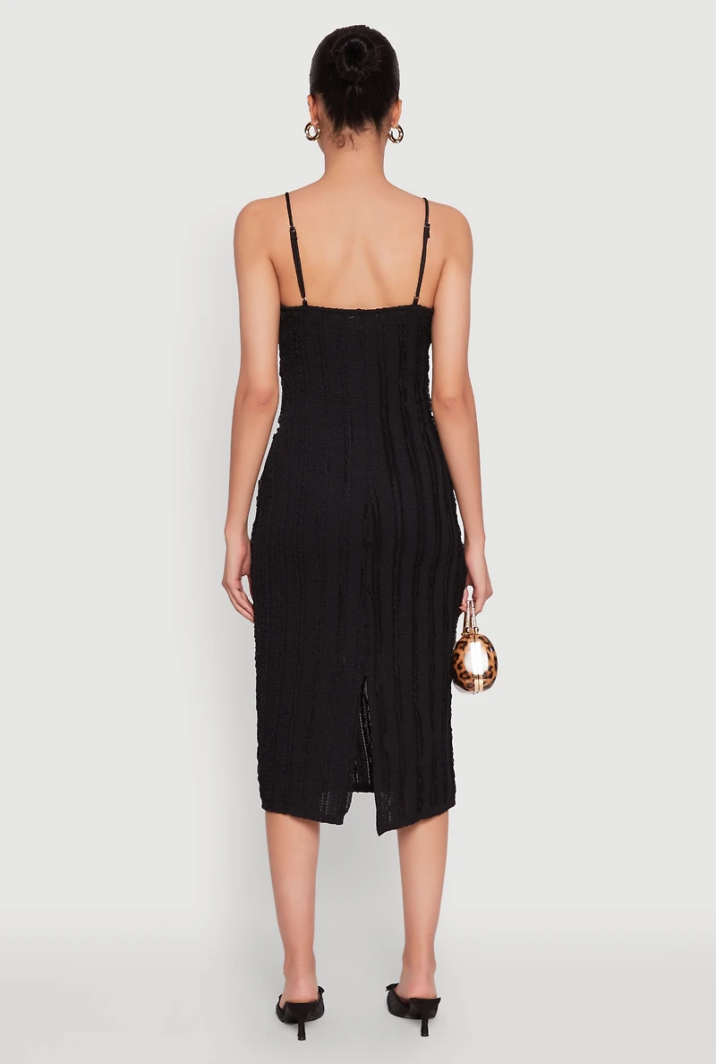 Crochet Detail Slit Back Cami Bodycon Dress