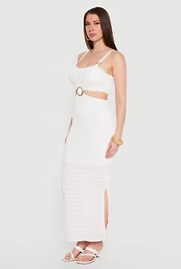 O Ring Cutout Bustier Maxi Dress with Side Slit