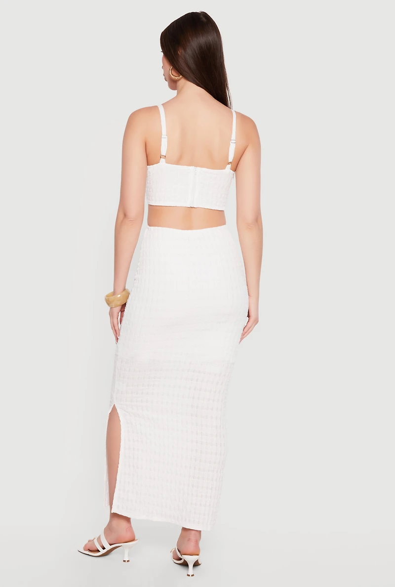 O Ring Cutout Bustier Maxi Dress with Side Slit