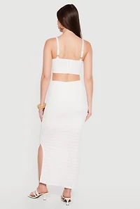 O Ring Cutout Bustier Maxi Dress with Side Slit