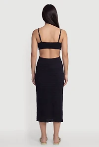 Metallic Starfish Detail Keyhole V Neck Midi Dress