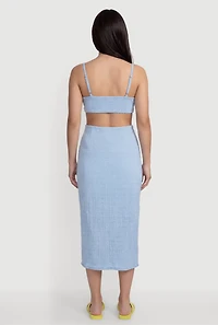 Metallic Starfish Detail Keyhole V Neck Midi Dress