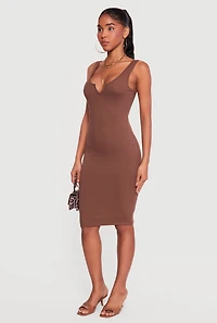 Rib Knit Notch Neck Tank Midi Dress