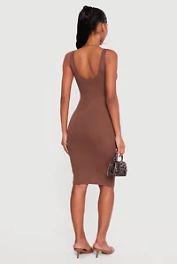 Rib Knit Notch Neck Tank Midi Dress