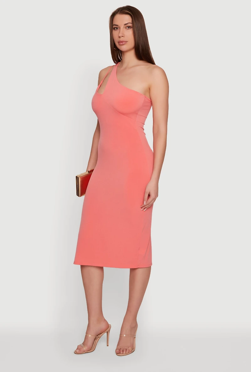 Cut Out Detail One Shoulder Midi Dress