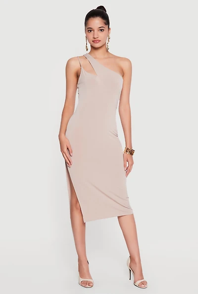 Cut Out Detail One Shoulder Midi Dress
