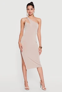 Cut Out Detail One Shoulder Midi Dress