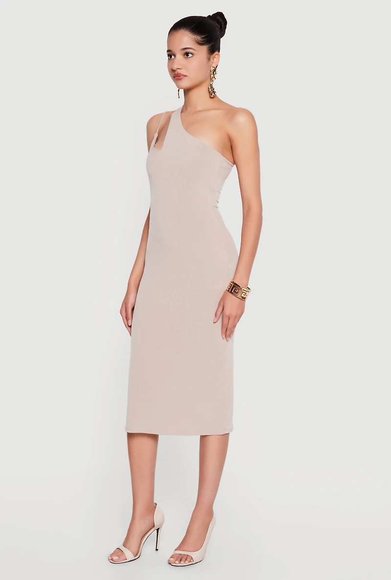 Cut Out Detail One Shoulder Midi Dress