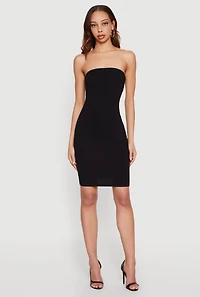 Side Ruched Tube Midi Dress