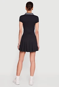 Half Zip Front Polo Skater Dress