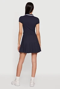 Half Zip Front Polo Skater Dress