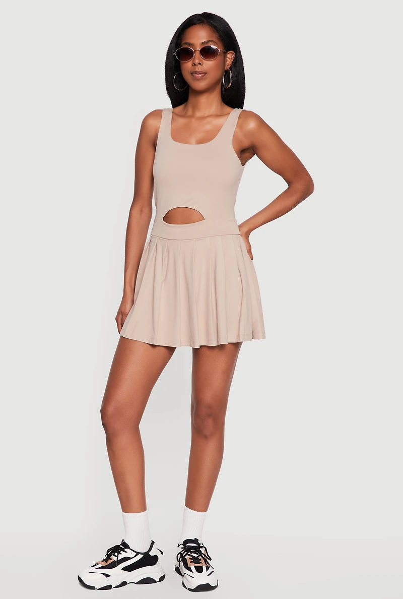 Keyhole Detail Pleated Tennis Dress