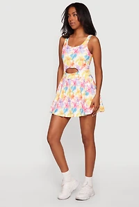 Floral Keyhole Detail Pleated Tennis Dress
