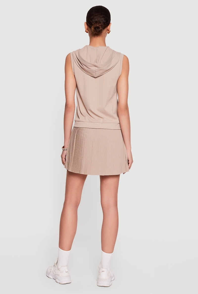 Sleeveless Hooded Mini Skater Dress