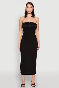 Womens Empire Waist Slit Back Maxi Dress, Black, Size L