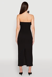 Womens Empire Waist Slit Back Maxi Dress, Black, Size L