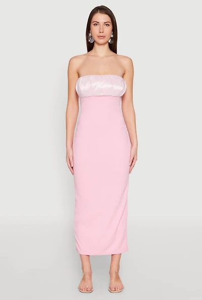Womens Empire Waist Slit Back Maxi Dress, Pink, Size L