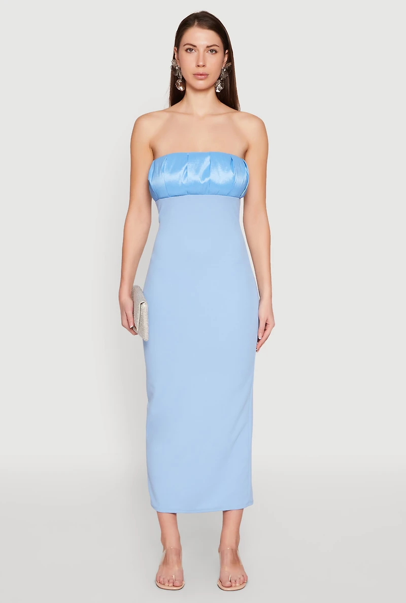 Womens Empire Waist Slit Back Maxi Dress, L