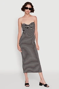 Womens Sweetheart Strapless Striped Tube Dress,