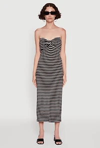 Womens Sweetheart Strapless Striped Tube Dress,