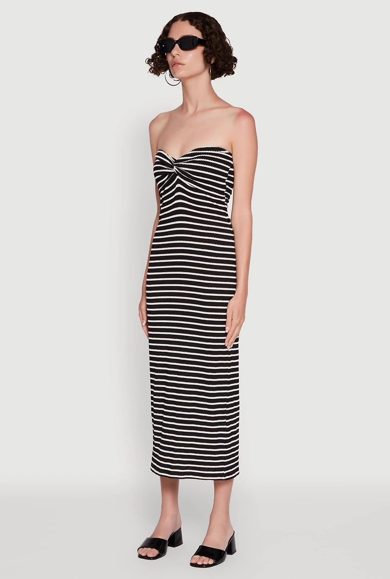 Womens Sweetheart Strapless Striped Tube Dress,