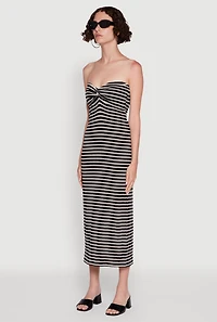 Womens Sweetheart Strapless Striped Tube Dress,