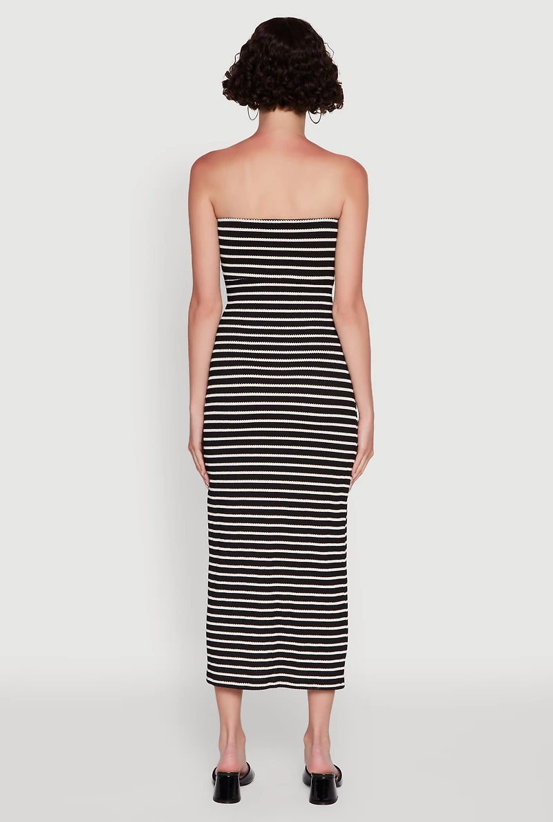 Womens Sweetheart Strapless Striped Tube Dress,