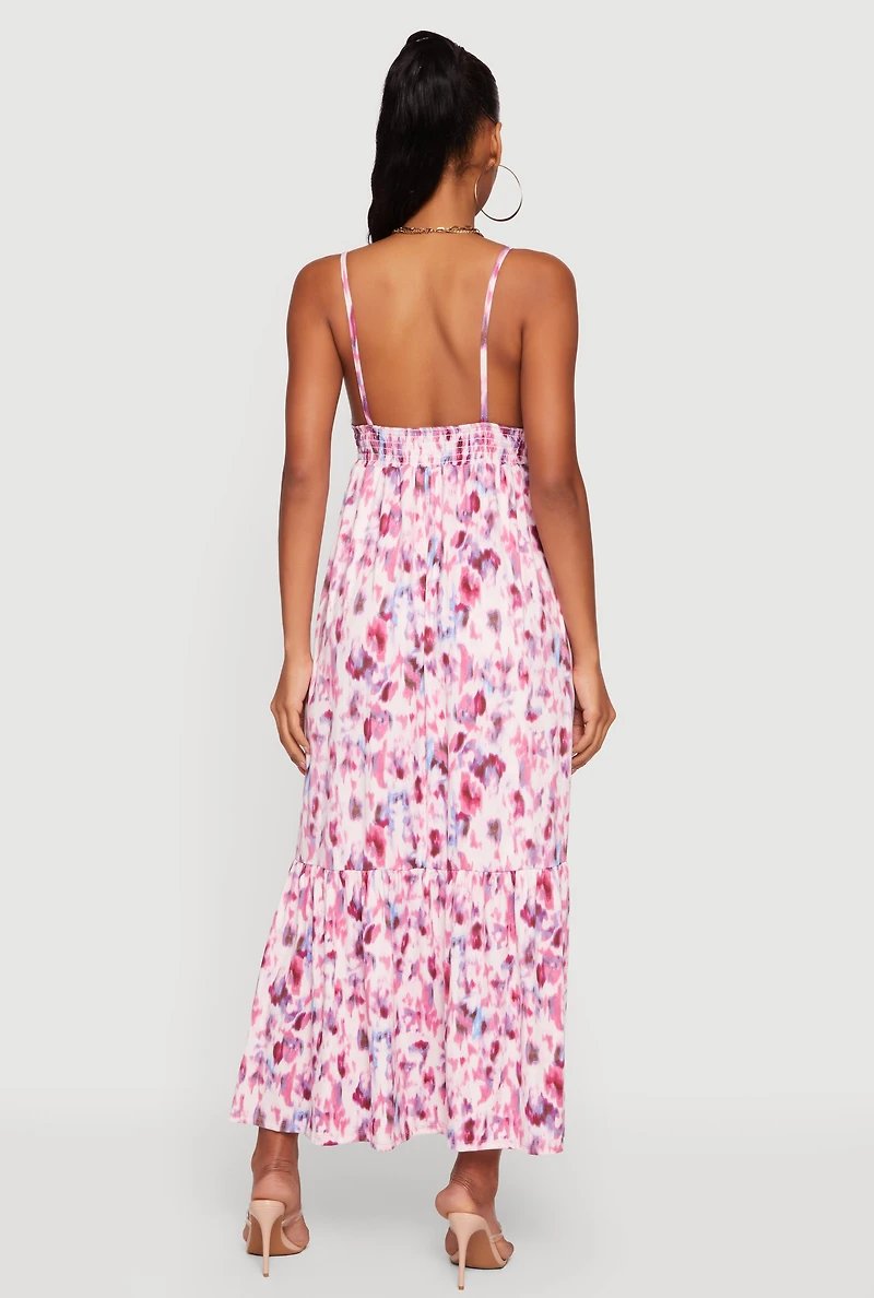 Tie Dye Ruffle Hem Maxi Sundress