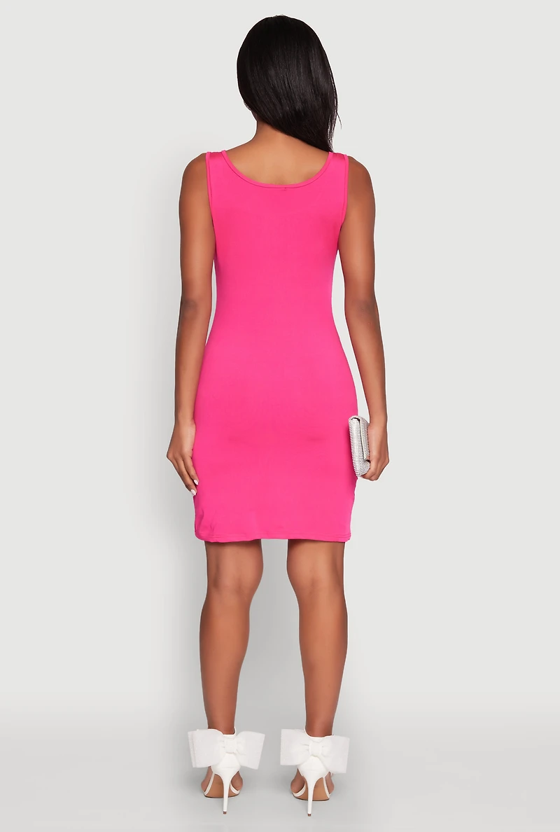 Greek Key Rhinestone Mini Dress