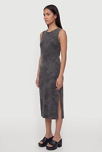 Keyhole Back Acid Wash Midi Dress