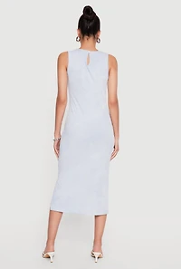 Keyhole Back Acid Wash Midi Dress