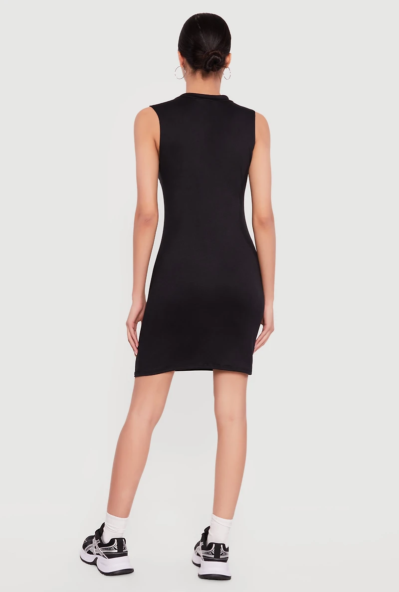 Safety Pin Racing Graphic Notch Neck T-Shirt Dress