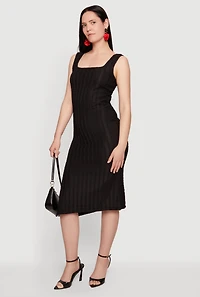 Sleeveless Textured Knit Midi Dress with Side Slit