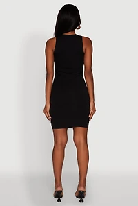 Womens Speed Racing Graphic Sleeveless Mini Dress, Black, Size L