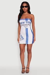 Womens NYC Brooklyn College 1986 Fishnet Tube Dress, Multi, Size L