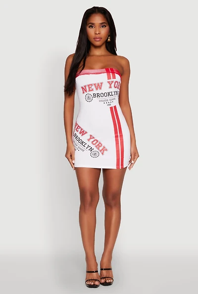 Womens NYC Brooklyn College 1986 Fishnet Tube Dress, Multi, Size XL