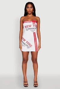 Womens NYC Brooklyn College 1986 Fishnet Tube Dress, Multi,