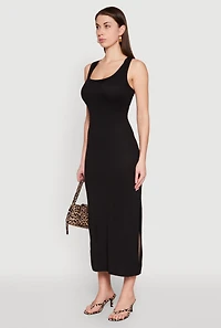 Ribbed Knit Scoop Neck Maxi Tank Dress