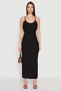 Womens Ribbed Knit Cami Maxi Dress,
