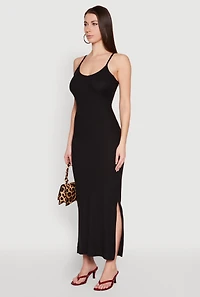 Womens Ribbed Knit Cami Maxi Dress,