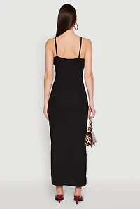 Womens Ribbed Knit Cami Maxi Dress,
