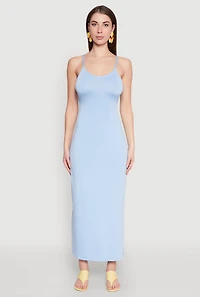 Womens Scoop Neck Cami Maxi Dress,