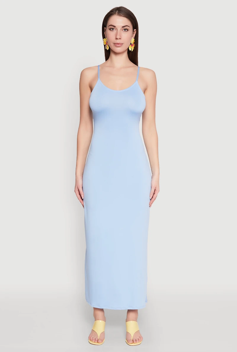 Womens Scoop Neck Cami Maxi Dress,