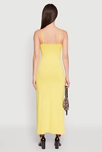 Womens Scoop Neck Cami Maxi Dress, Yellow, Size S