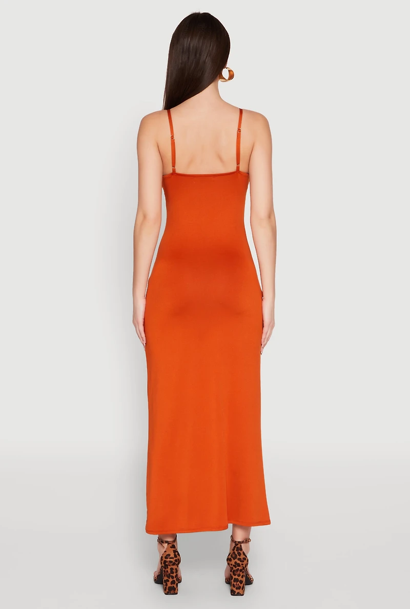 Womens Scoop Neck Cami Maxi Dress, Orange, Size M
